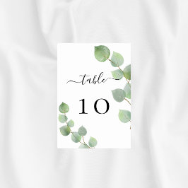 Bröllop eucalyptus greenery elegant bordsnummer