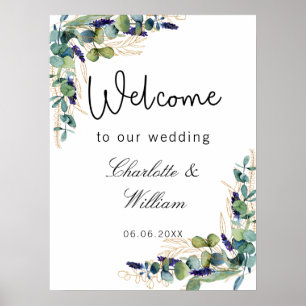 Bröllop eucalyptus greenery elegant Välkommen Poster