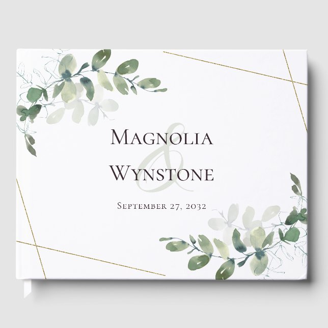 Bröllop Eucalyptus Greenery Guest Bok (Framsida)