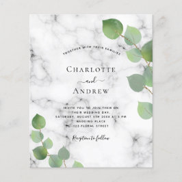 Bröllop eucalyptus greenery marble budget flygblad