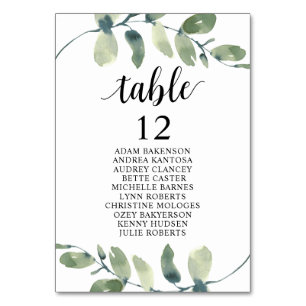 Bröllop, Eucalyptus Guests sittdiagram Bordsnummer