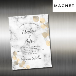 Bröllop eucalyptus marble lyxur magnetisk inbjudningskort