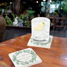 Bröllop eucalyptus wandemr Company sparar datumet Stenunderlägg