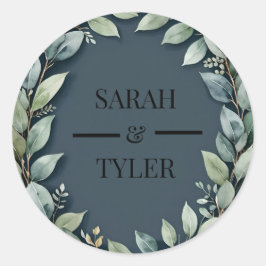 BRÖLLOP EUCALYPTUS WREATH Sticker Runt Klistermärke