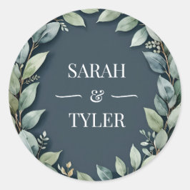 BRÖLLOP EUCALYPTUS WREATH Sticker Runt Klistermärke