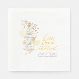 Bröllop fågelbur äta dricka gift sig servetter