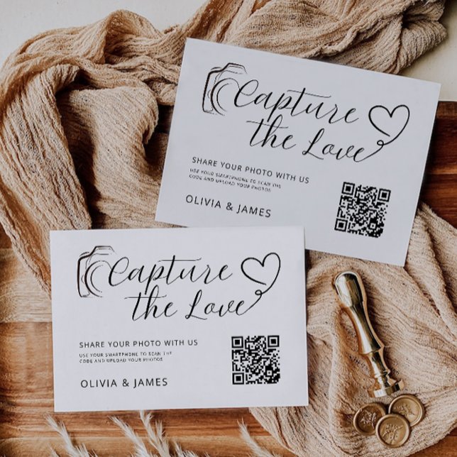 Bröllop fånga Kärlek-kortmallen, QR-kod (Wedding Capture The Love Card Template, QR Code)