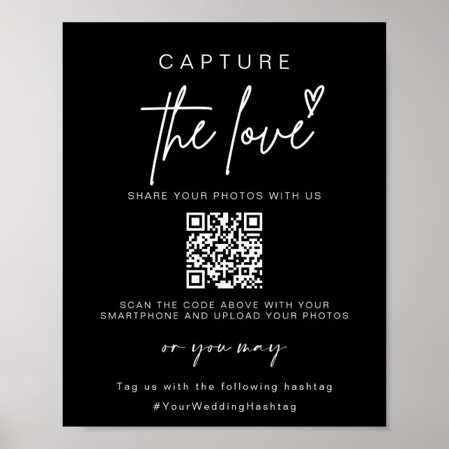 Bröllop fångar Kärlek | QR-kod för fotodelning Poster (Framsidan)