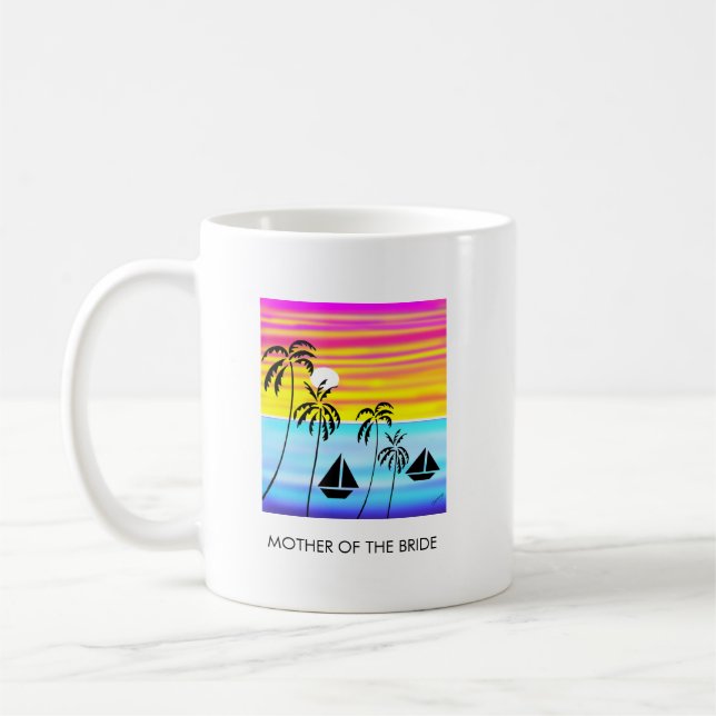 Bröllop, Fantastisk Tropical Sunset Sailing Kaffemugg (Vänster)