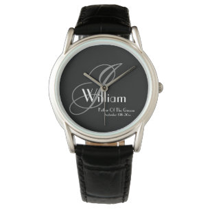Bröllop Far i Groom Gift Monogram-sport Armbandsur