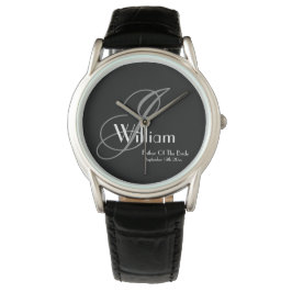 Bröllop Far vid Monogramidrotten av Bride Gift Armbandsur