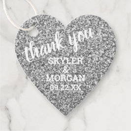 Bröllop Faux Silver Glitter Elegant Tack Gåvor Etiketter