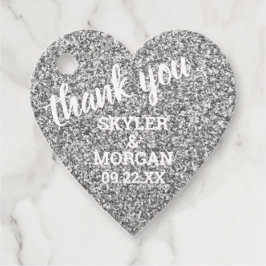 Bröllop Faux Silver Glitter Elegant Tack Gåvor Etiketter