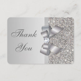 Bröllop Faux Silver Sequins Bow Tack Kort