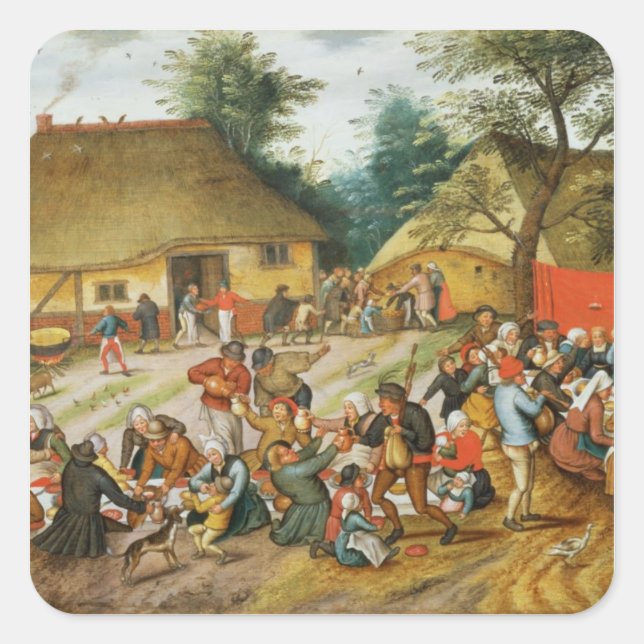 Bröllop Feast Fyrkantigt Klistermärke (Framsida)