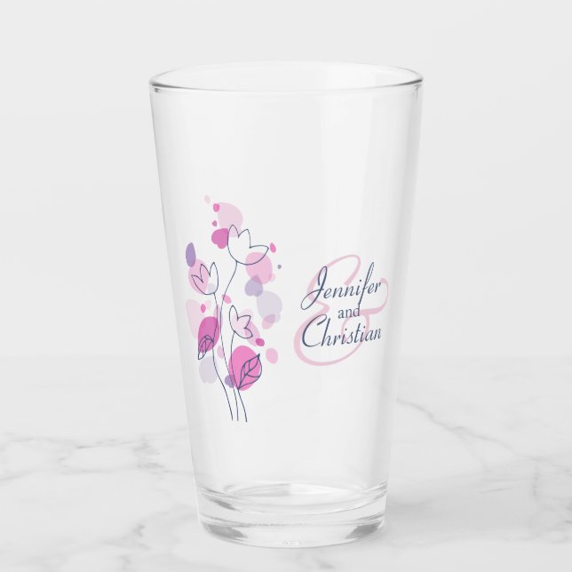 Bröllop-fikonetti petals egna namn blå rosa glaskopp (Framsida)