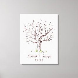 Bröllop Fingerprint Träd (Brun) Kanvastryck