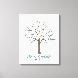 Bröllop Fingerprint Träd - Classic Love birds Canvastryck