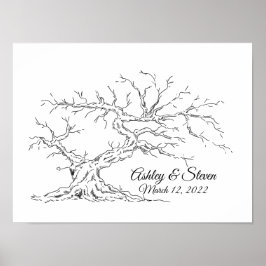 Bröllop Fingerprint Träd Guest Bok Poster