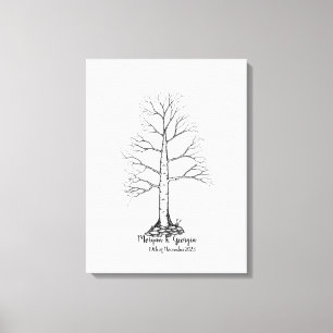 Bröllop Fingerprint Träd Guestbook - Canvas