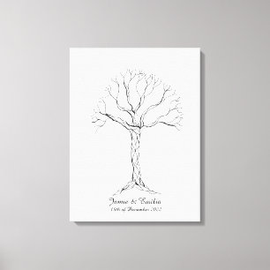 Bröllop Fingerprint Träd Guestbook - Canvas