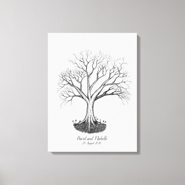 Bröllop Fingerprint Träd Guestbook - Canvas (Framsida)