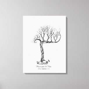 Bröllop Fingerprint Träd Guestbook - Canvas