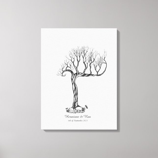 Bröllop Fingerprint Träd Guestbook - Canvas (Framsida)