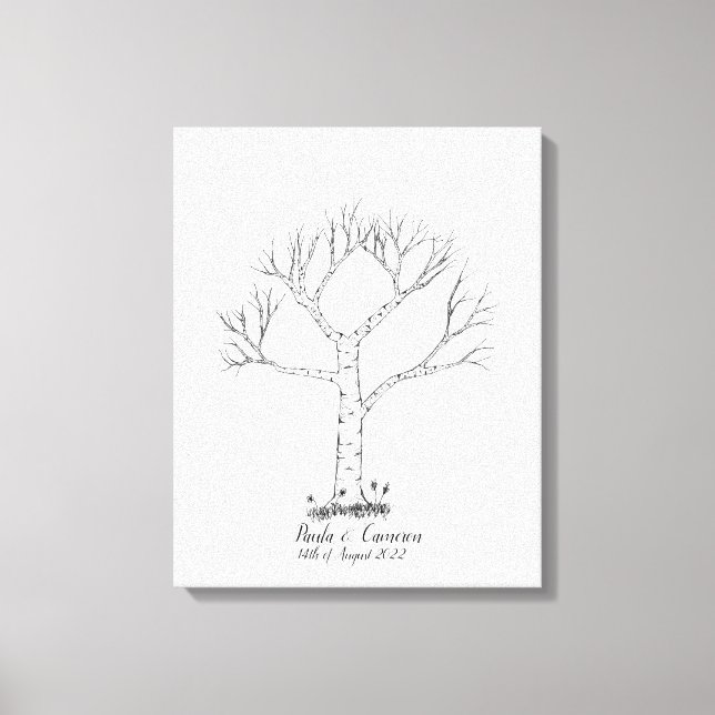 Bröllop Fingerprint Träd Guestbook - Canvas (Framsida)