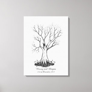Bröllop Fingerprint Träd Guestbook - Canvas