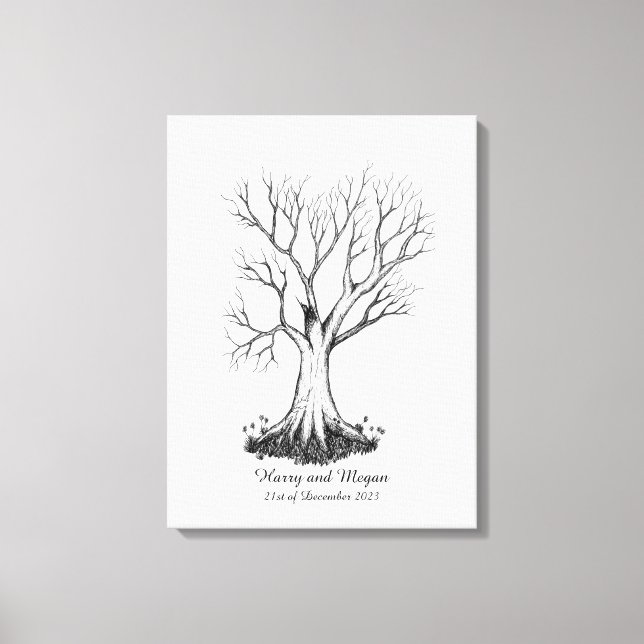 Bröllop Fingerprint Träd Guestbook - Canvas (Framsida)