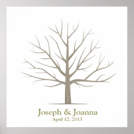 Bröllop Fingerprint Träd - kvadrat Poster