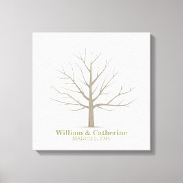 Bröllop Fingerprint Träd - kvadratisk arbetsyta Canvastryck