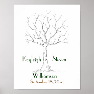 Bröllop Fingerprint Träd Poster