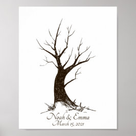 Bröllop Fingerprint Träd Poster