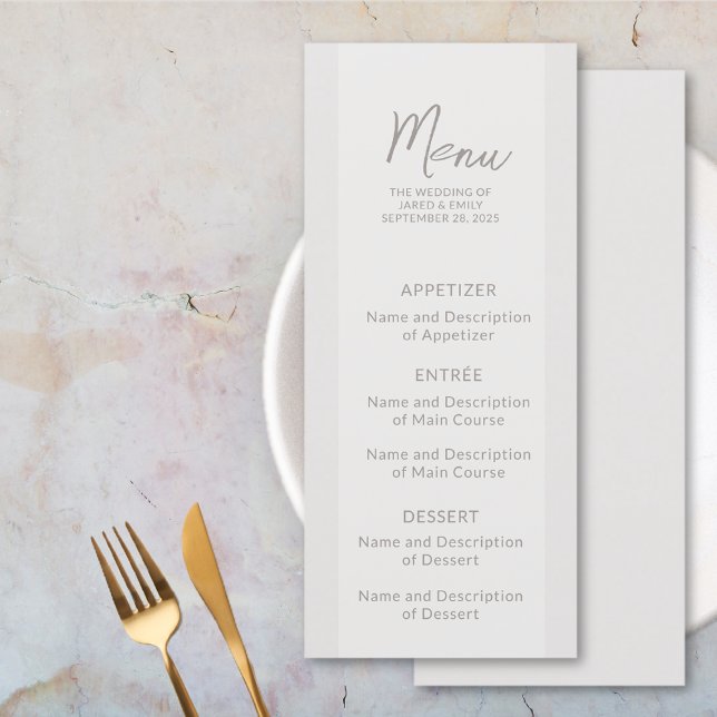 Bröllop Flat Menu Meny (Wedding Flat Menu)