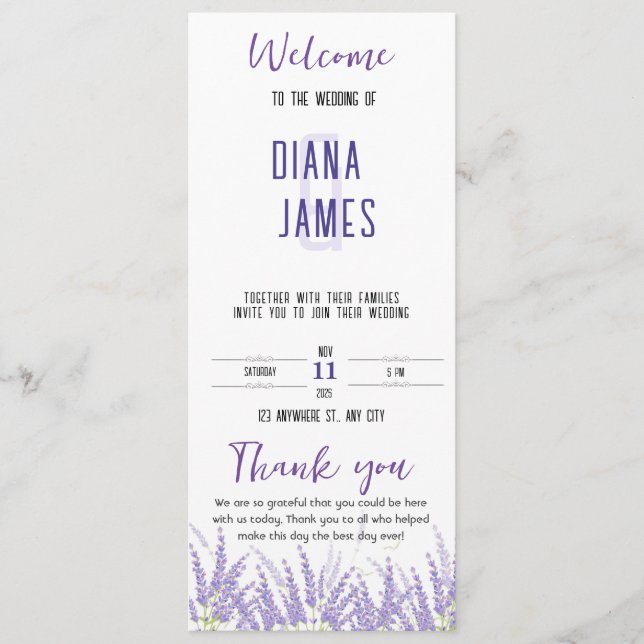 Bröllop Flat-programmet Program (Framsida)