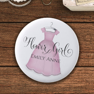 Bröllop Flower Girl Rosa Cute Vintage Dress Favori Knapp