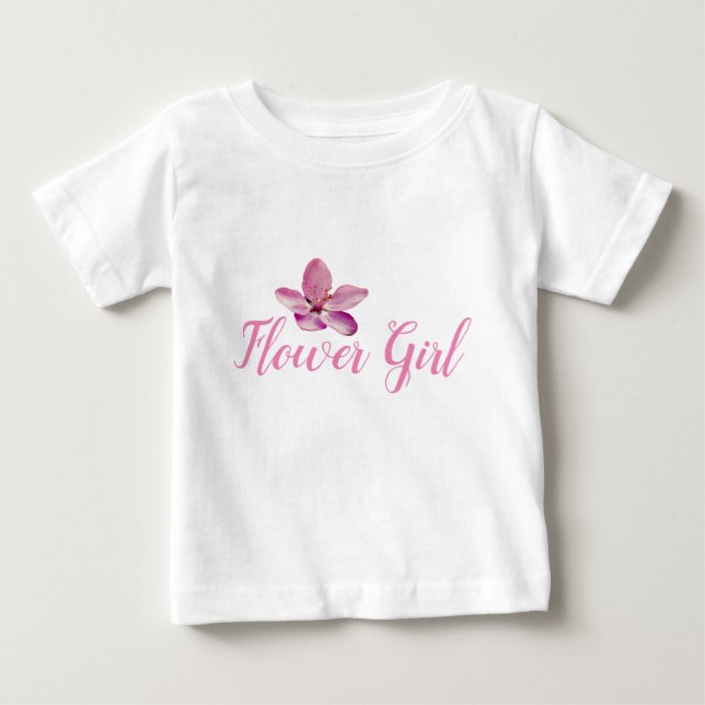 Bröllop Flower Girl Rosa Flowers Ruffle Tee (Framsida)