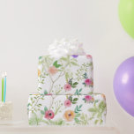 Bröllop Födelsedag för brudens shower med vilda bl Presentpapper<br><div class="desc">Detta shabby chic blommande inslagspapper har rosa blommor,  gula blommor,  lila blommor och röda blommor på ett fält av gröna blad.</div>