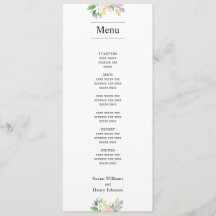Bröllop Food Menu | Klassisk miniimal Blommigt