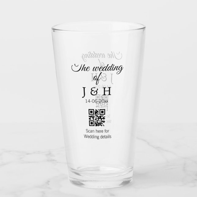 Bröllop för att lägga till ett par namn QR-kodgeno Glaskopp (Framsida)