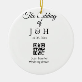 Bröllop för att lägga till ett par namn QR-kodgeno Julgransprydnad Keramik