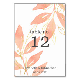 Bröllop för Blommigt av golden Peach Watercolor Bordsnummer
