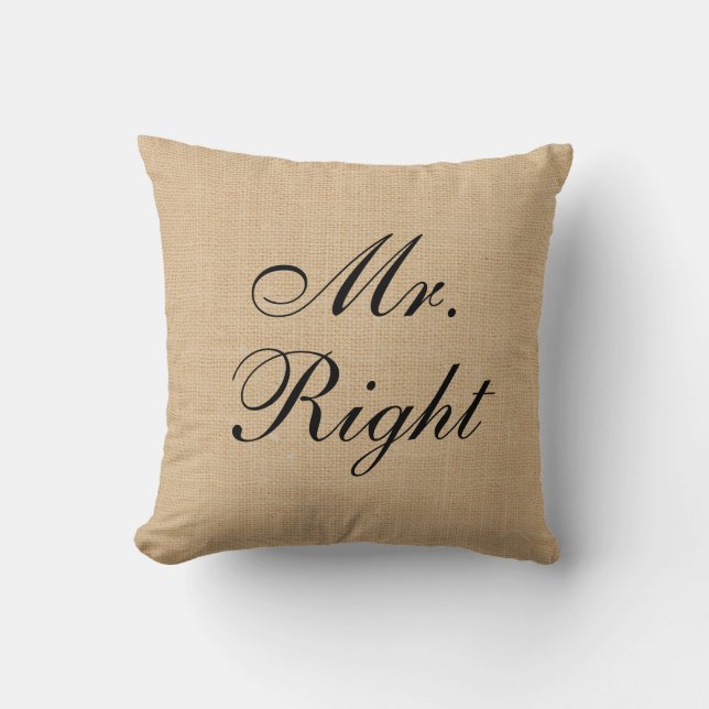 Bröllop för burlap för kanfas för det Herr kudder Kudde (Framsida)