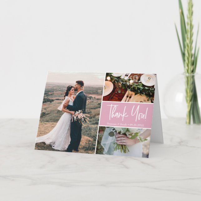 Bröllop för det  Rosa Modern Tack-skriptet Kort (Framsida)