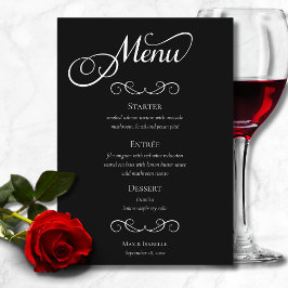 Bröllop för elegant Svartvitt-calligrafi Meny