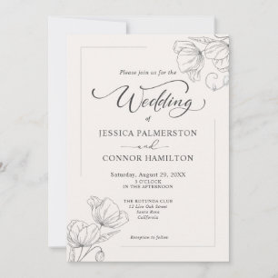 Bröllop för enkel Elegant Calligraphy Inbjudningar