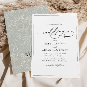 Bröllop för enkel Elegant Calligraphy Inbjudningar