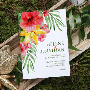 Bröllop för färgat mål för tropisk Blommigt Inbjudningar